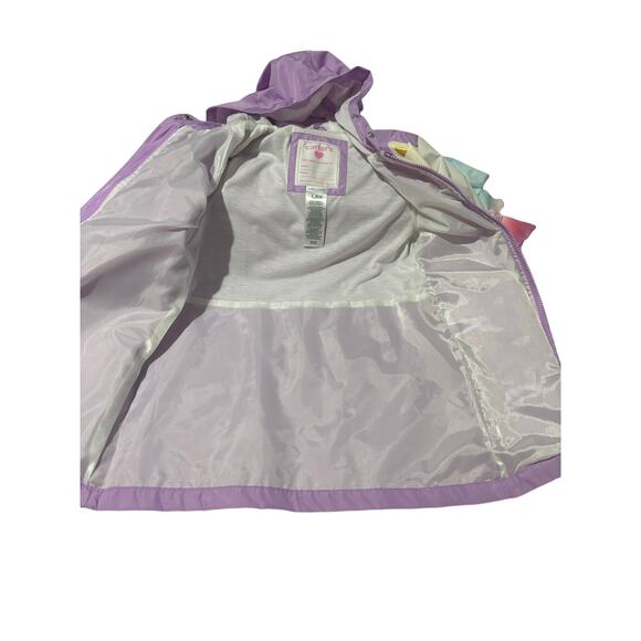 Carters L 6x  lavender unicorn hooded front zip lightweight jacket worn once euc - Picture 4 of 8